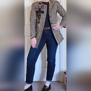 Cassoway Vintage Letty's Striped Black and White Patchwork Women's Jacket